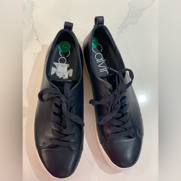 Calvin Klein Chunky Platform Leather Sneakers, Navy Blue/White, Women’s (US 7) - Picture 9 of 9